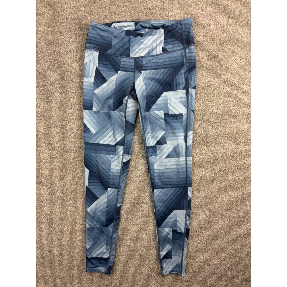 Athleta Frost‎ Chaturanga Leggings Women's Medium Blue Geo Print Ankle Pull On